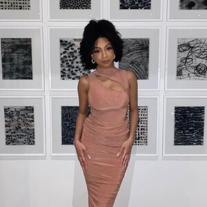 Misguided  Pink Ruched Dress